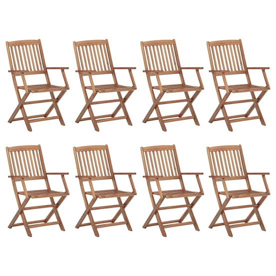 Chaises pliables d'extérieur lot de 8 bois d'acacia solide