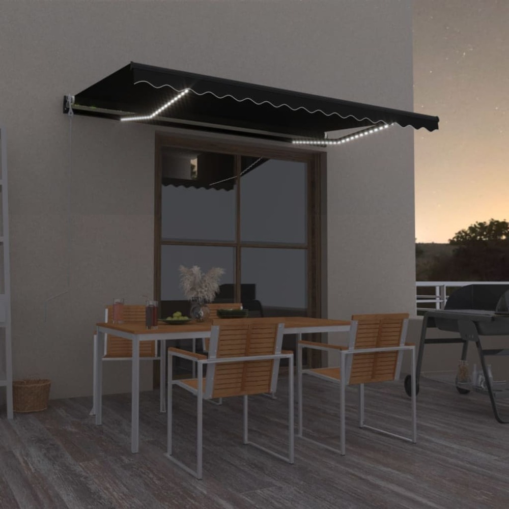Auvent automatique et capteur de vent led 450x350 cm anthracite
