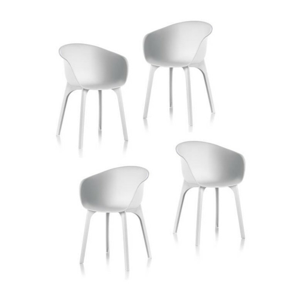 Idea lot de 4 chaises de jardin - diva - blanche