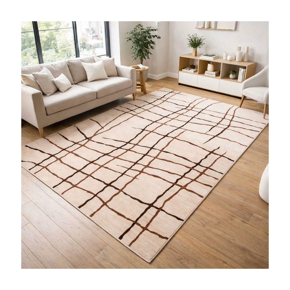Tapis chambre 60x110 tissé blanc cassé rectangle motif abstrait lyn1 malmo