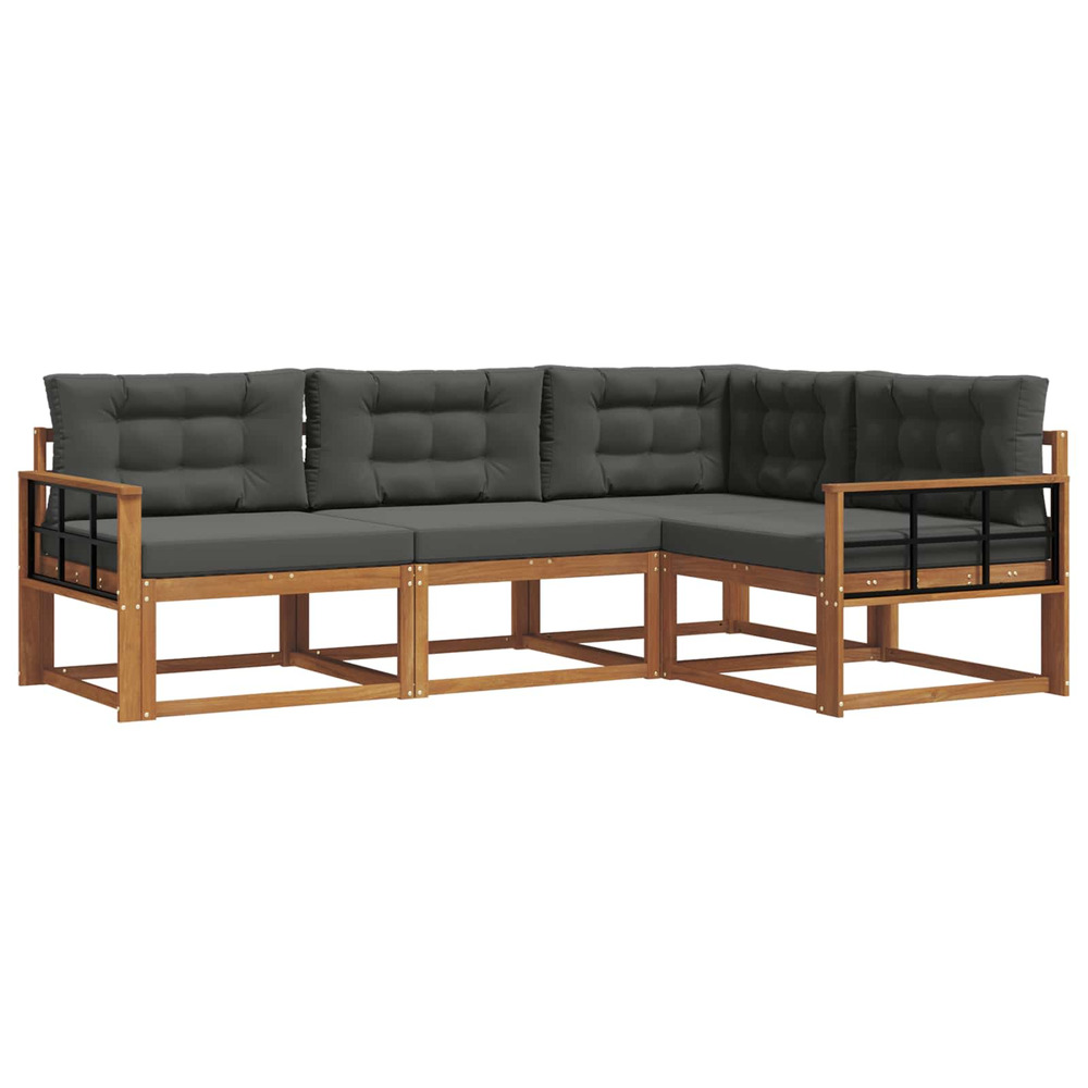 Ensemble de canapés d'extérieur 4 pcs naturel et anthracite