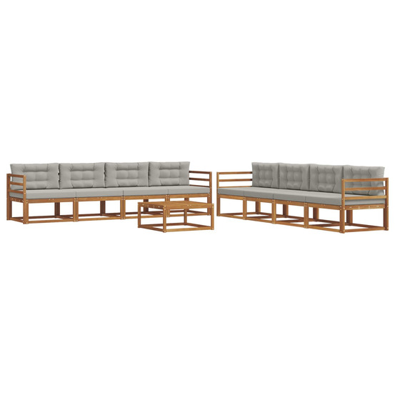 Ensemble de canapés d'extérieur 9 pcs gris naturel et clair