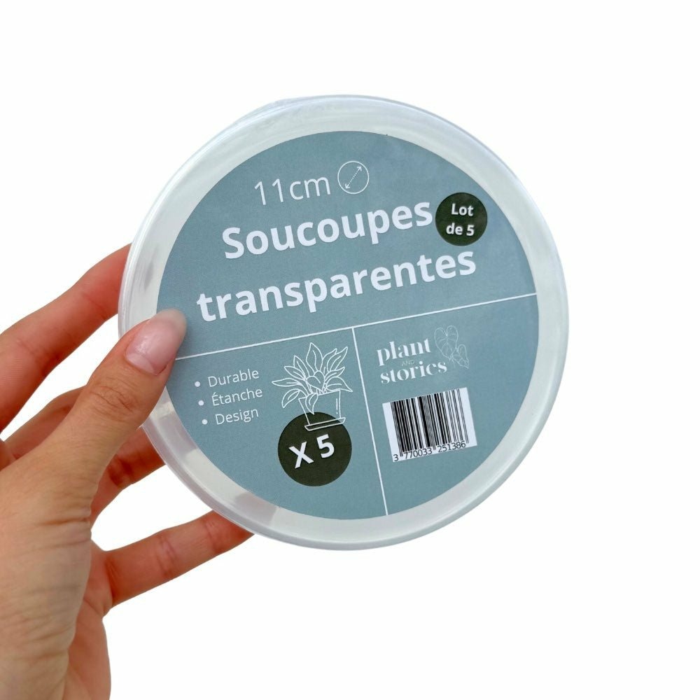 Soucoupes transparentes pour plantes - soucoupes rigides - coupelles pour plantes - pot de 11cm - x10 unités