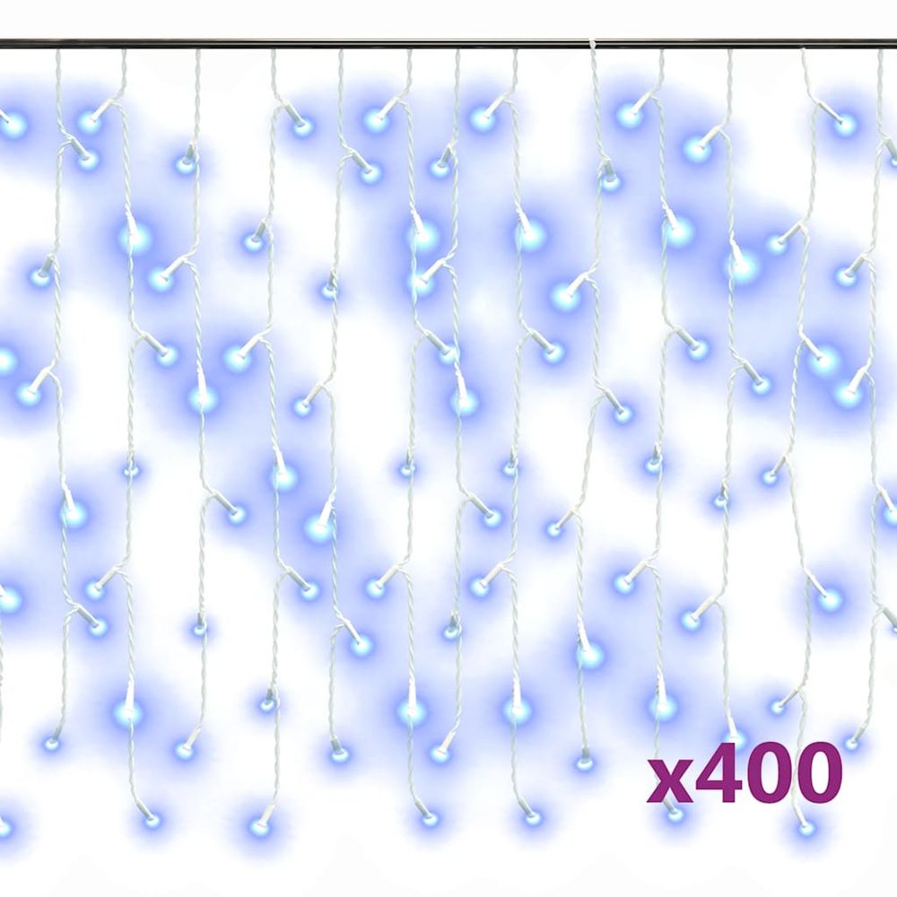 Rideau lumineux à glaçons led 10m 400 led bleu 8 fonctions