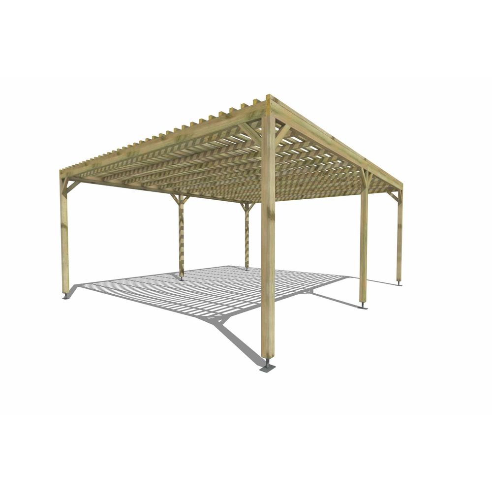 Pergola bois • 6m x 5m • indépendante • sens profondeur • lattage bois • livraison comprise
