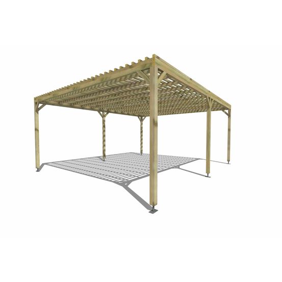 Pergola bois • 6m x 5m • indépendante • sens profondeur • lattage bois • livraison comprise