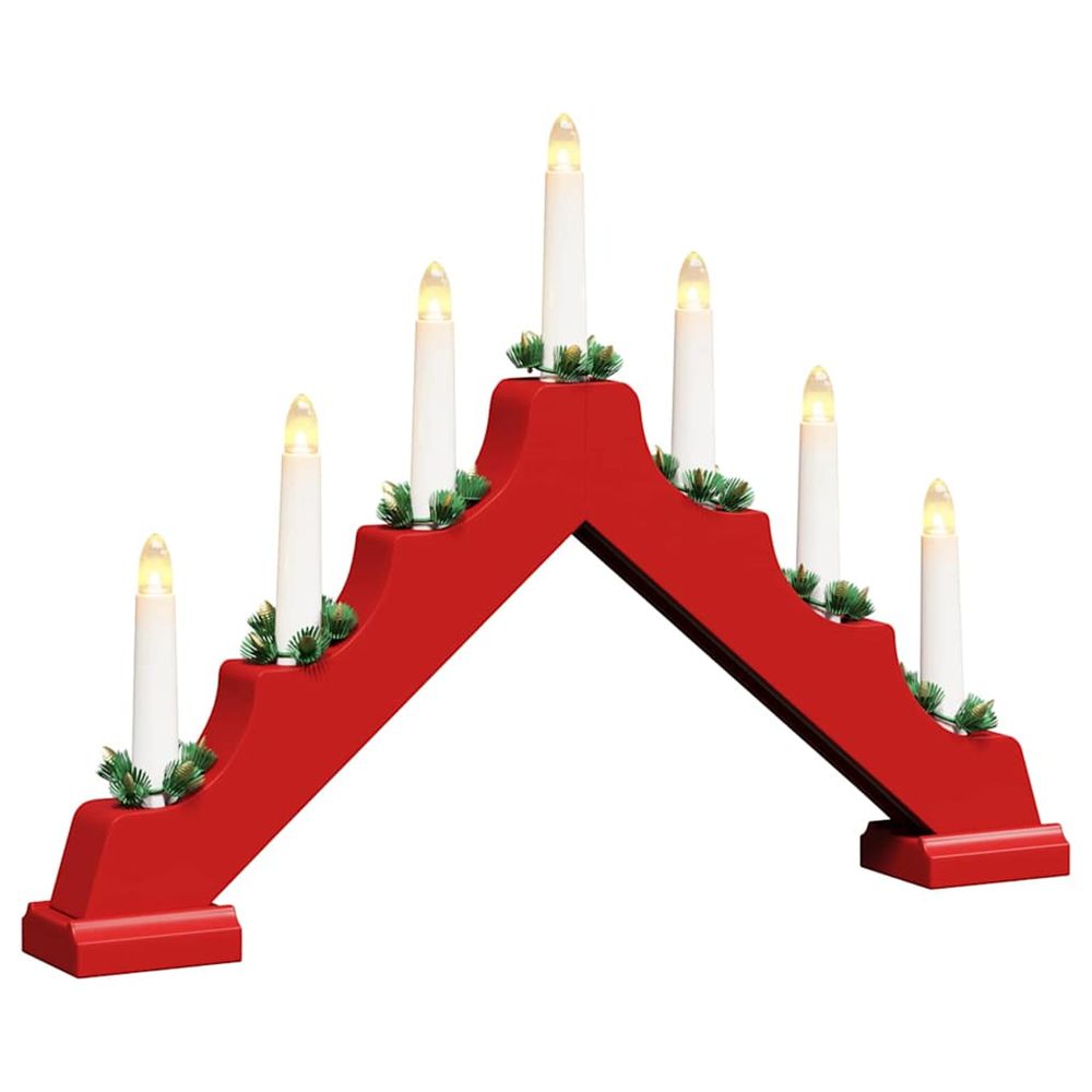 Pont de bougie de noël rouge 39.5 x 5 x 29 cm pin massif