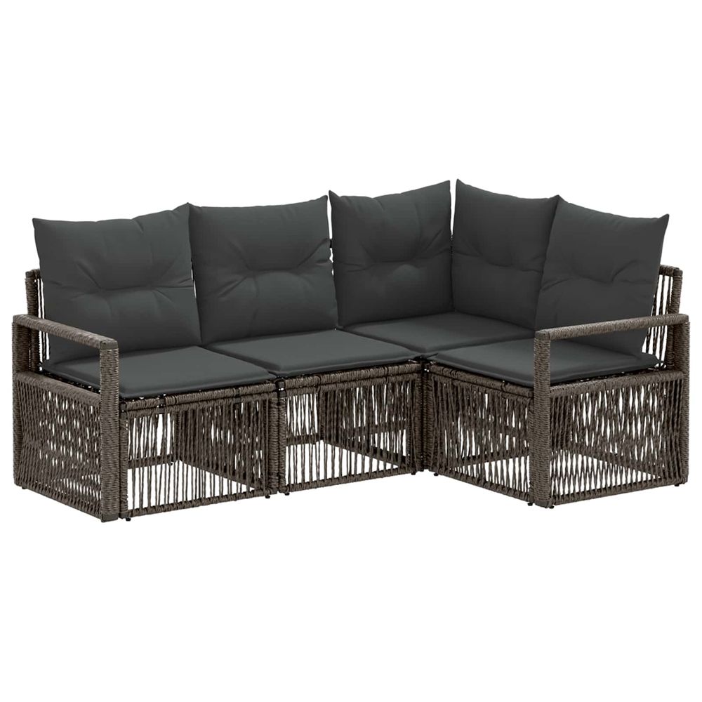 Ensemble de canapé de jardin 4 pc gris polyrotin