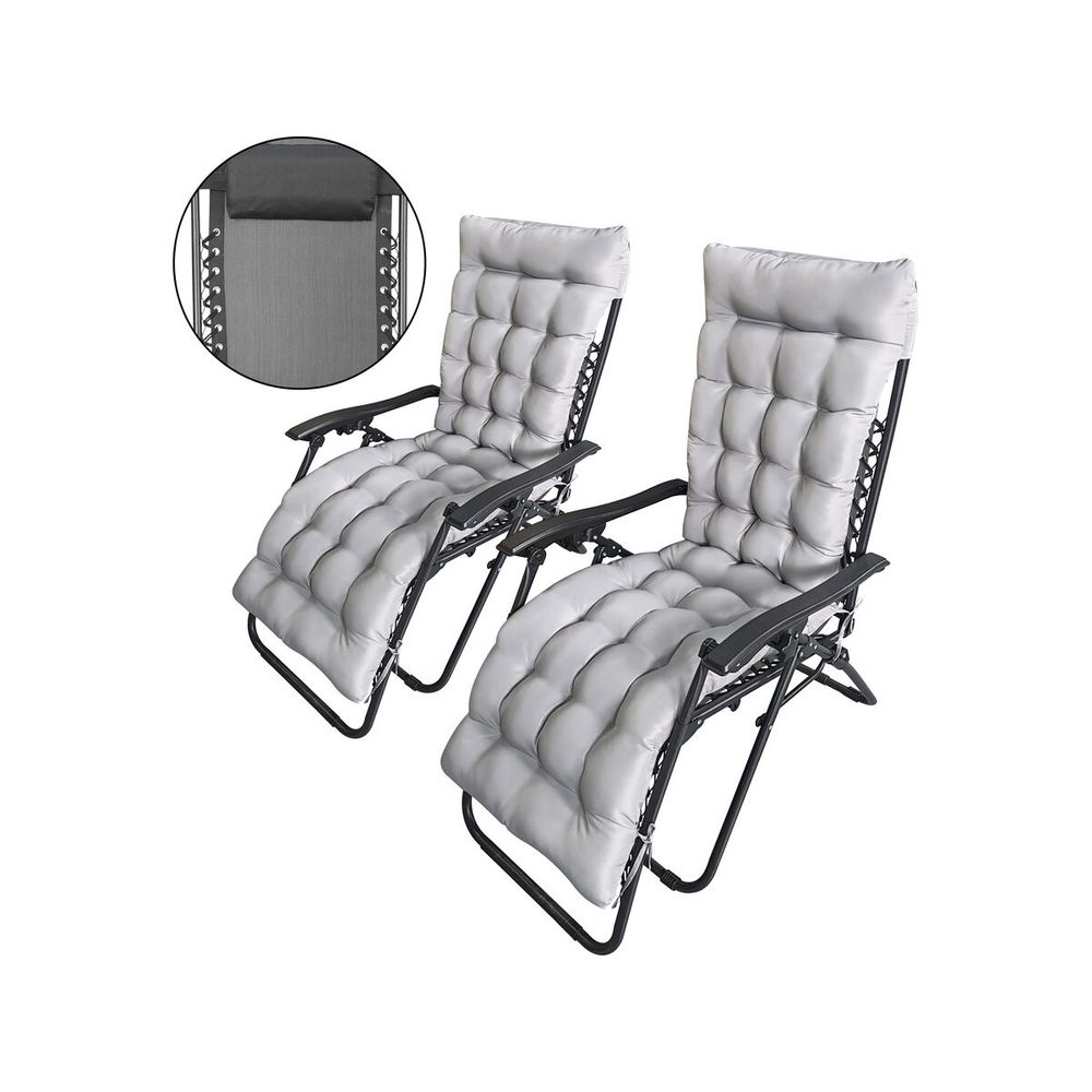 Lot de 2 fauteuils de jardin inclinable zéro gravité avec coussin matelassé 