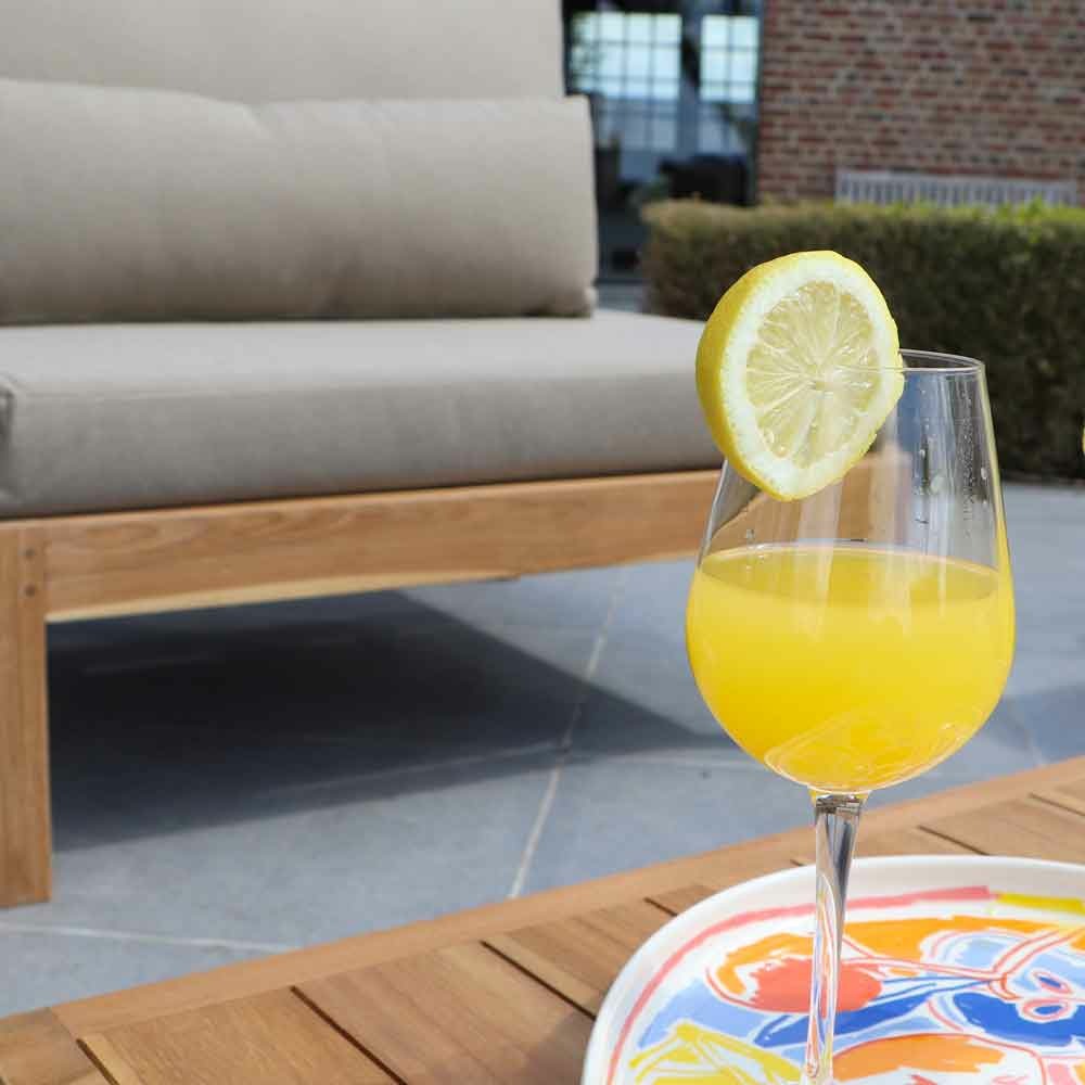 Fauteuil de jardin en teck massif et tissu taupe touquet