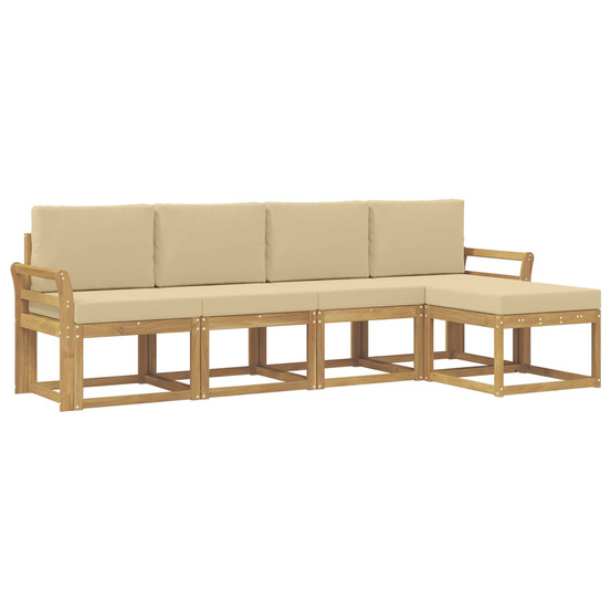 Ensemble de canapés d'extérieur 5 pcs blanc et beige