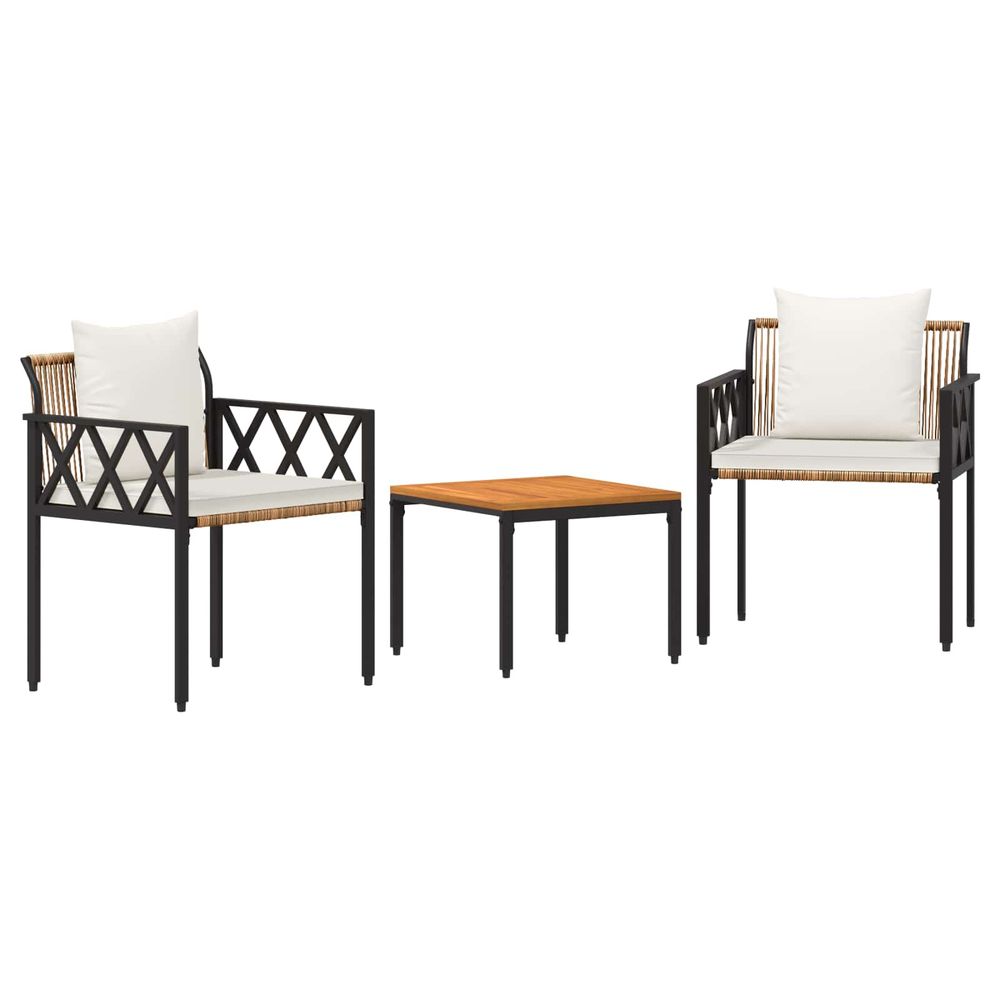 Ensemble de meubles d'extérieur 3 pc marron et crème blanche