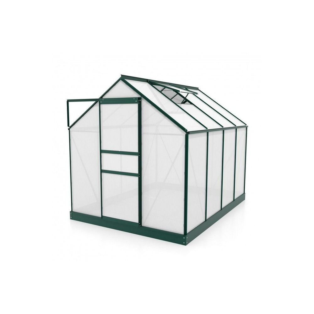Serre de jardin en polycarbonate 4 mm et aluminium vert émeraude avec embase ven