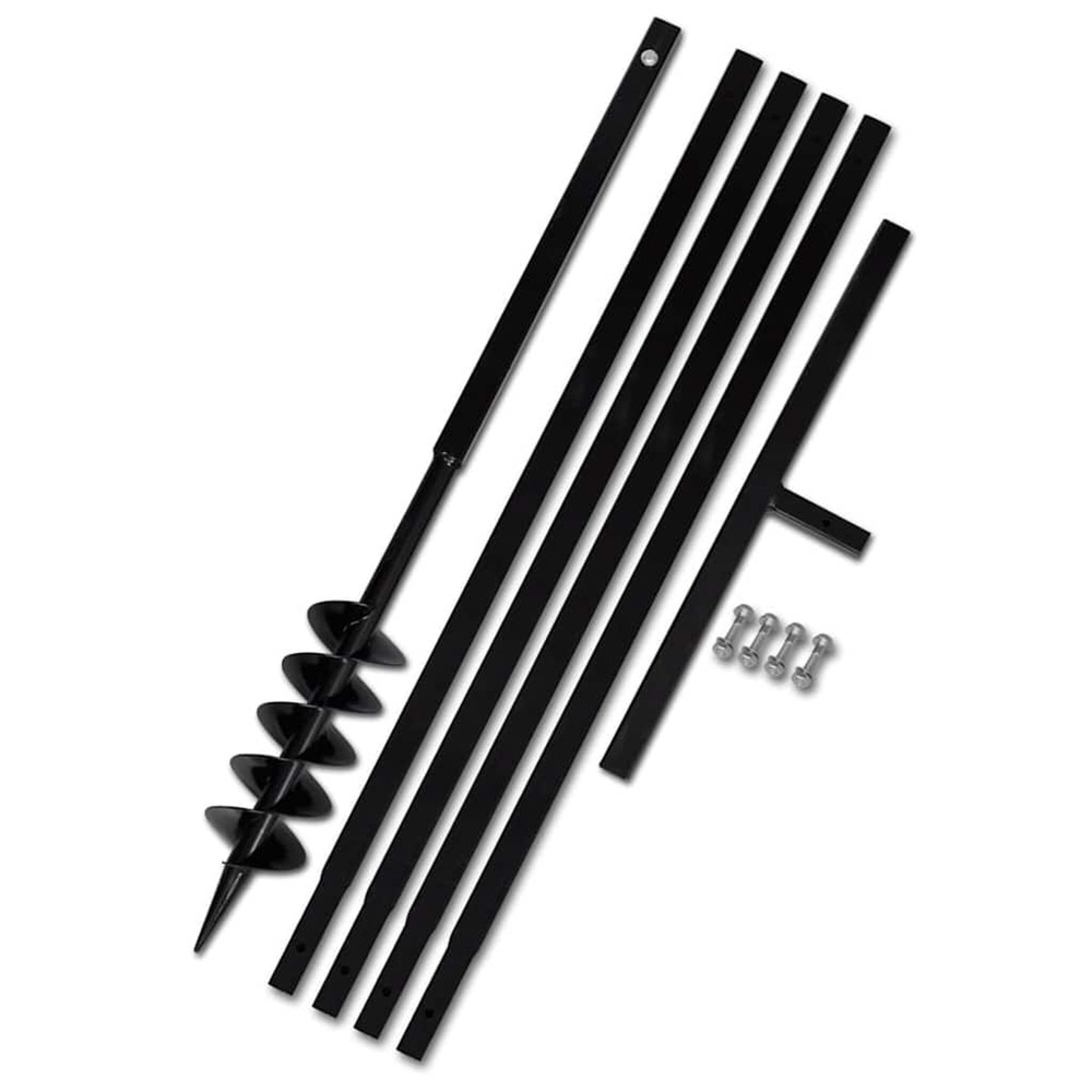 Tarière de sol avec manche 100 mm et tube d'extension 5 m acier