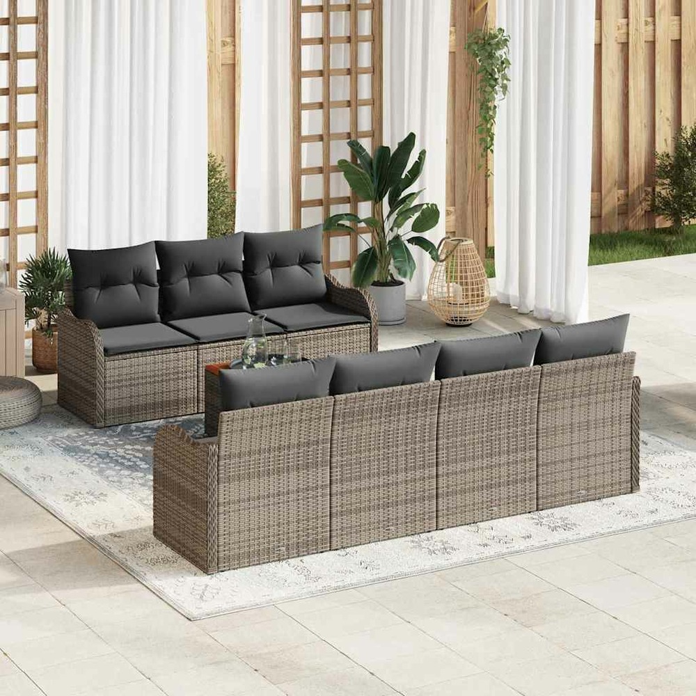Ensemble de canapé de jardin avec stockage 8 pcs gris polyrotin