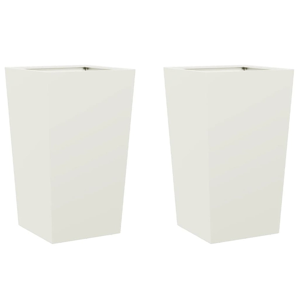 Jardinière bac lit surélevé plantes fleurs jardin terrasses lot de 2 45 x 45 x 75 cm acier blanc