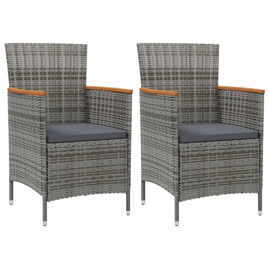 Chaises à manger de jardin lot de 2 résine tressée gris