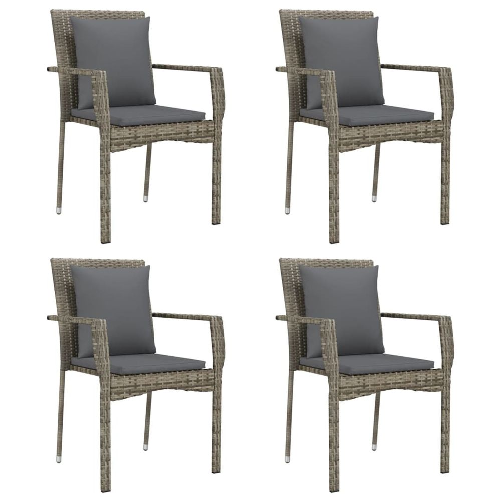 Chaises de jardin avec coussins lot de 4 résine tressée gris
