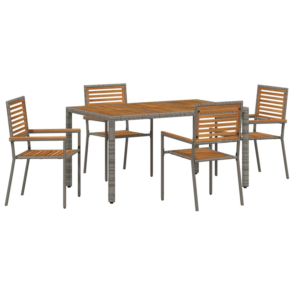 Ensemble de salle à manger pour jardin 5 pcs gris et marron