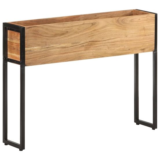Jardinière haute 90cm en bois d'acacia massif avec étagère pour balcon