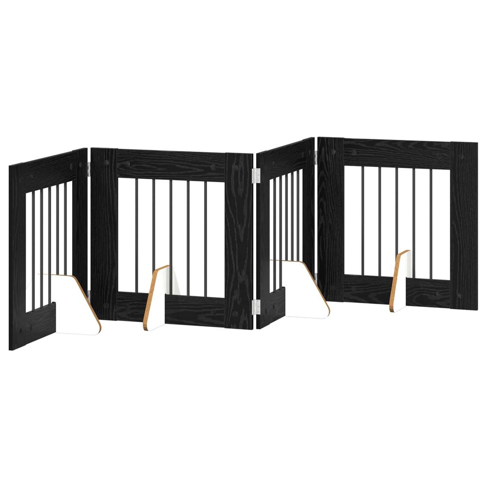 Porte de chien pliable avec supports 4 pc chêne noir 241 cm