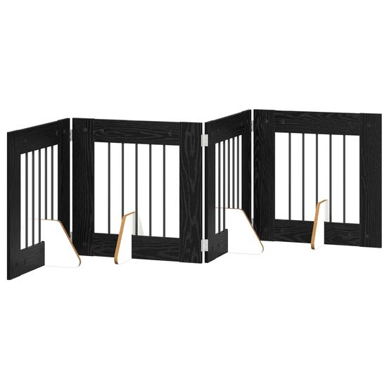 Porte de chien pliable avec supports 4 pc chêne noir 241 cm