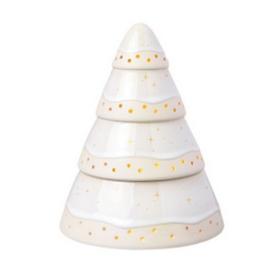 Photophore sapin de noël 14.5 x 18.5cm blanc - 14-8671-3995