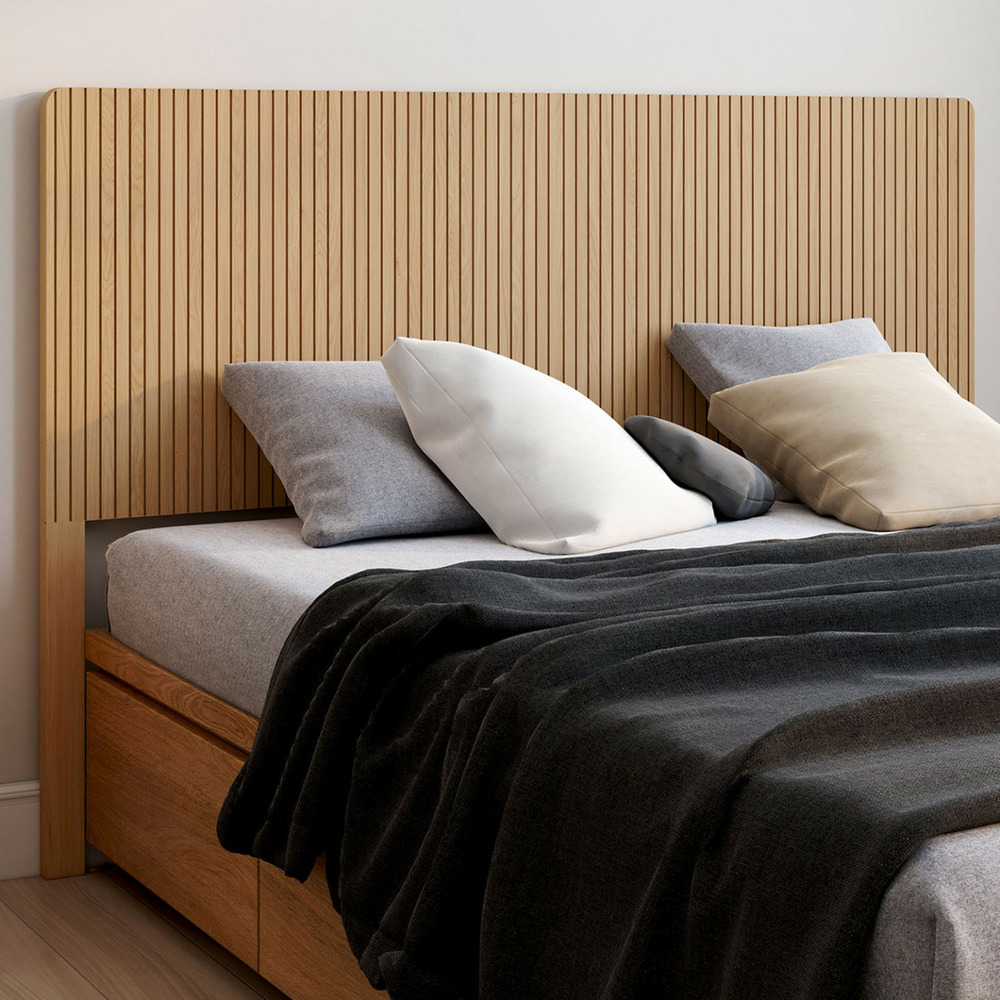 Tête de lit sur pied juliette 160 cm effet lattes tasseau bois