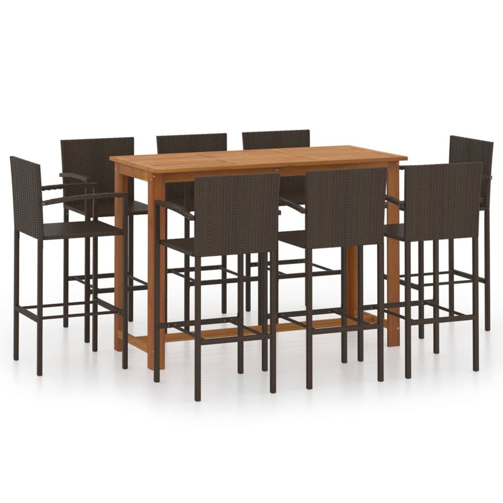 Ensemble de bar de jardin 9 pcs marron