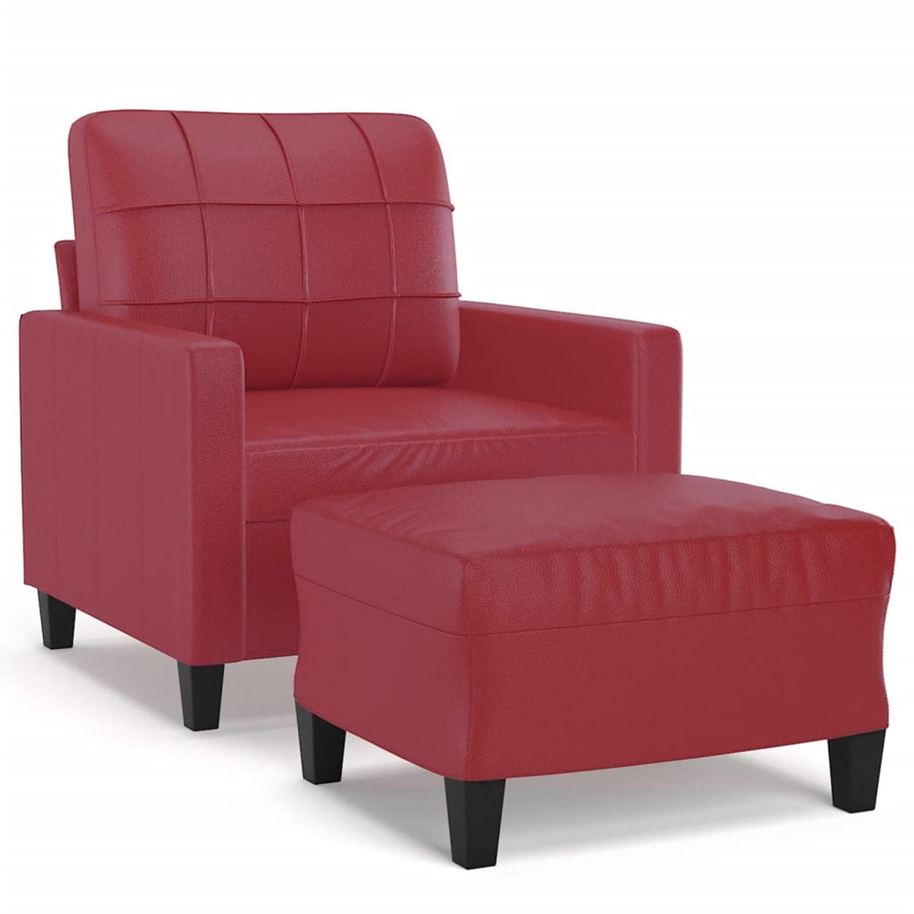 Fauteuil avec repose-pied rouge bordeaux 60 cm similicuir