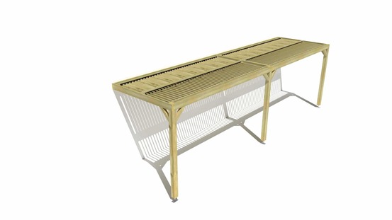 Pergola bois • 8m x 2m • adossée • sens largeur • lames orientables bioclimatiques incluses • livraison comprise