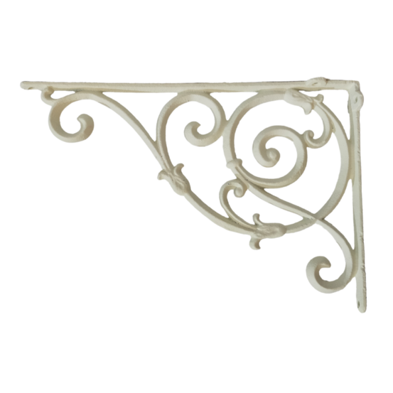 Équerre fixation étagère vintage ancienne fonte blanche 26 x 18 cm