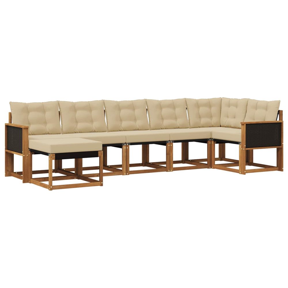 Ensemble de canapés d'extérieur 7 pc naturel et beige