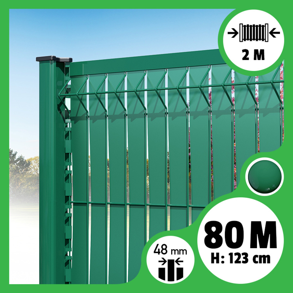 Kit 80m occultation lattes aluminium pour panneau rigide maille 55 - h 1m23 x 2m vert