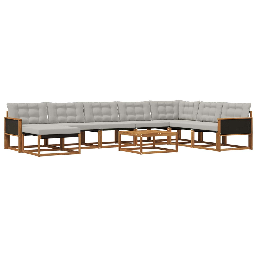 Ensemble de canapés d'extérieur 9 pcs naturel et gris clair
