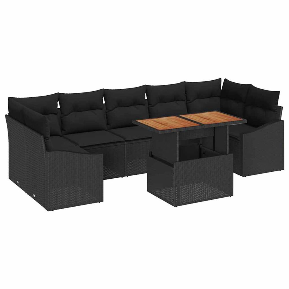Ensemble de canapé de jardin 8 pc noir