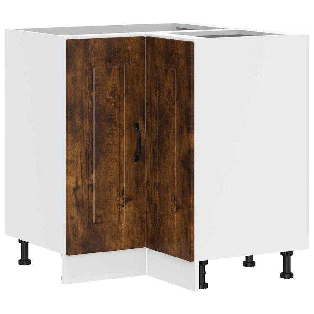 Armoire d'angle de cuisine kalmar chêne fumé bois d'ingénierie