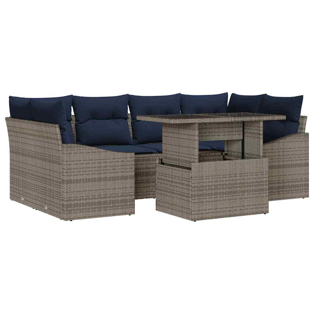 Ensemble de canapé de jardin 7 pcs gris poly rotin