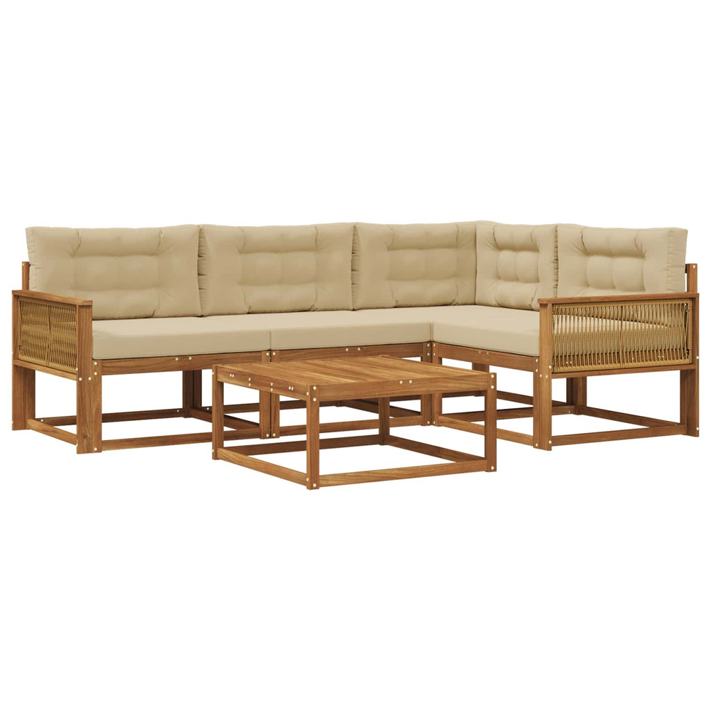 Ensemble de canapés d'extérieur 5 pcs naturel et beige