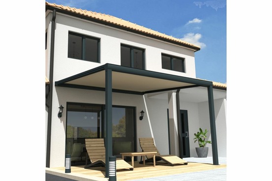 Pergola toile sunlight gris anthracite - écru 3,00x4,00m + led