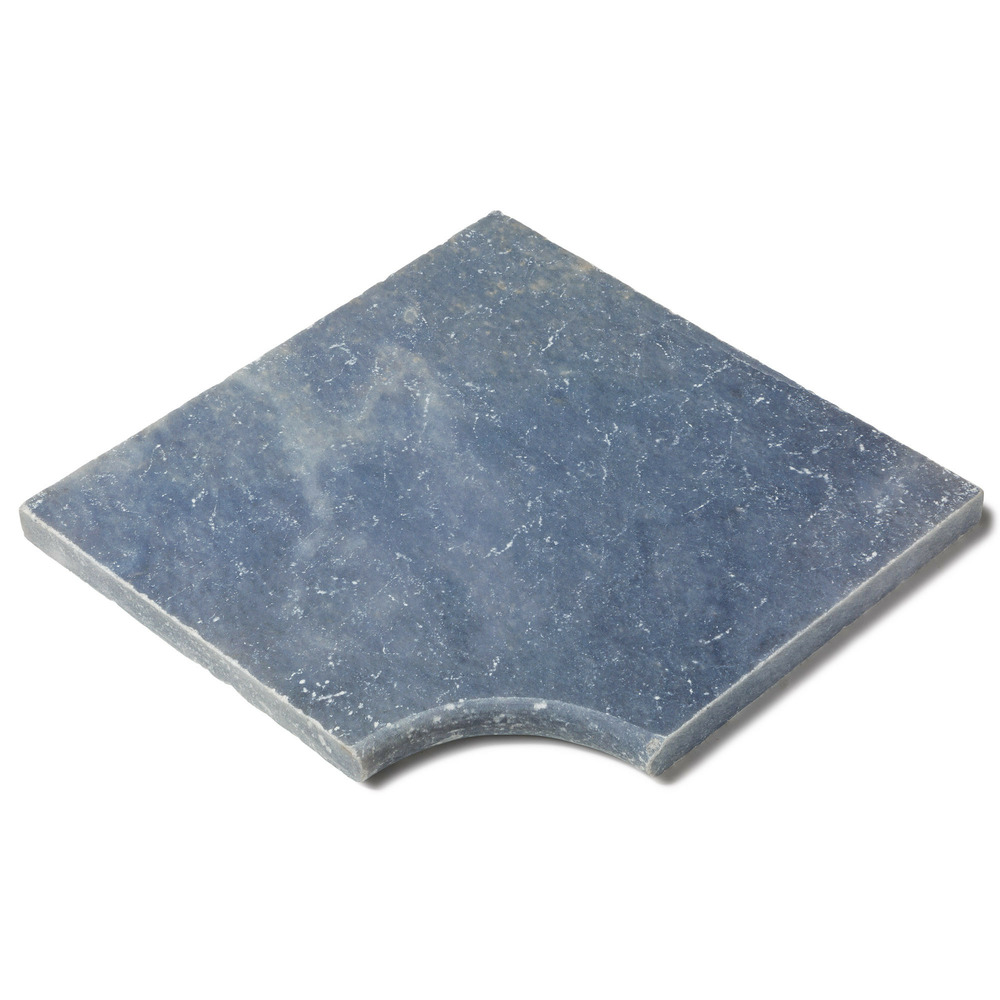 Margelle angle rentrant pierre d'adana gris bleu 45,5x45,5x3 cm bord 1/2 rond (à l'unité) - ro'ma nature