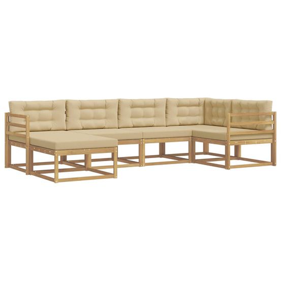 Ensemble de canapés d'extérieur 5 pc blanc et beige polyester