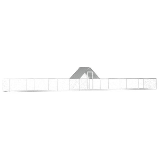 Poulailler enclos 14x2x2m acier galvanisé avec toit de protection argenté