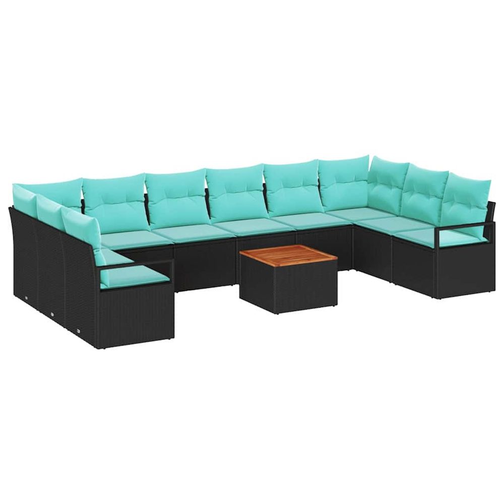 Ensemble de canapé de jardin 11 pc noir polyrotin