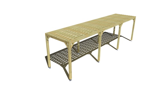 Pergola bois • 9m x 2m • indépendante • sens profondeur • platelage bois • livraison comprise