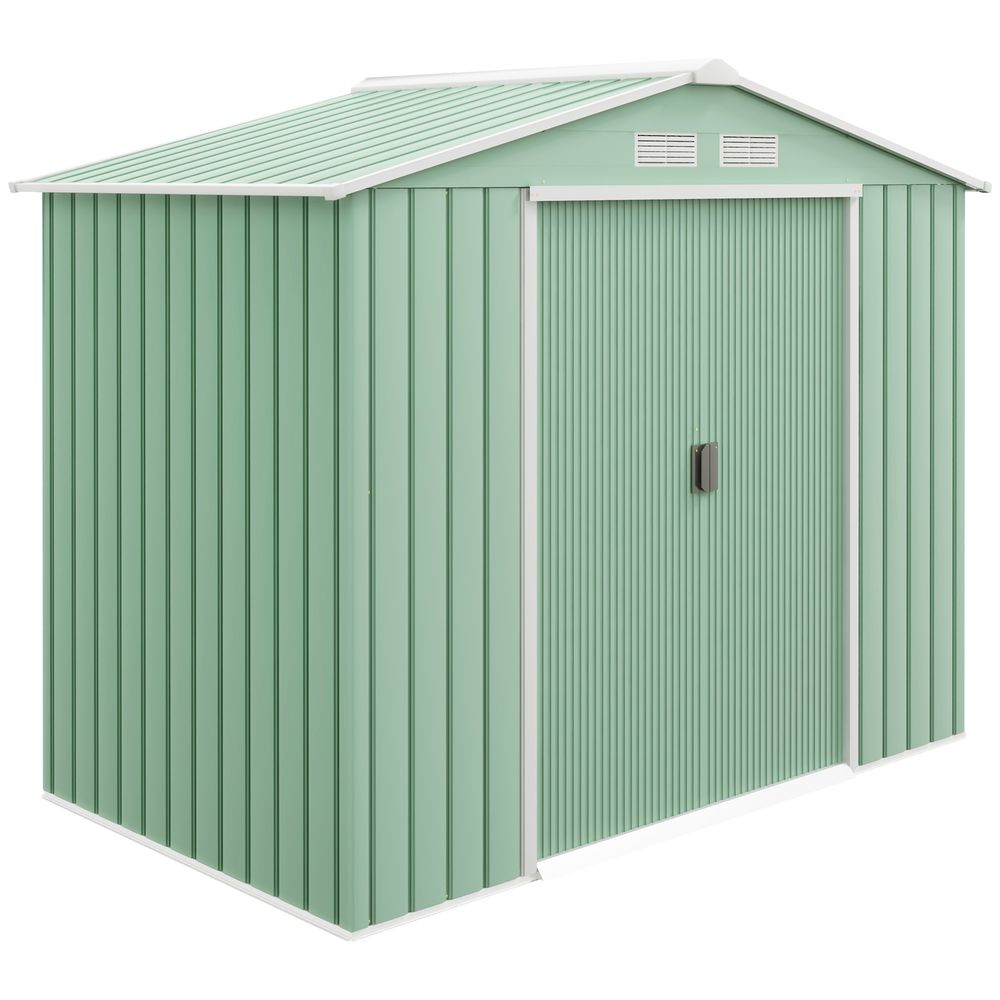 Abri de jardin tôle acier extérieur rangement outils fondation incluse 213x130x185cm vert - comfortxl outdoor living