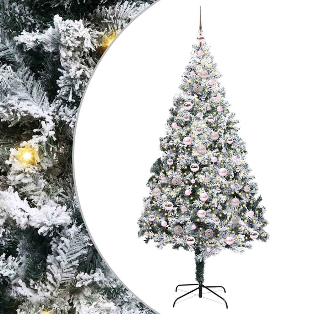 Sapin de noël artificiel blanc 210 cm pvc, acier et plastique