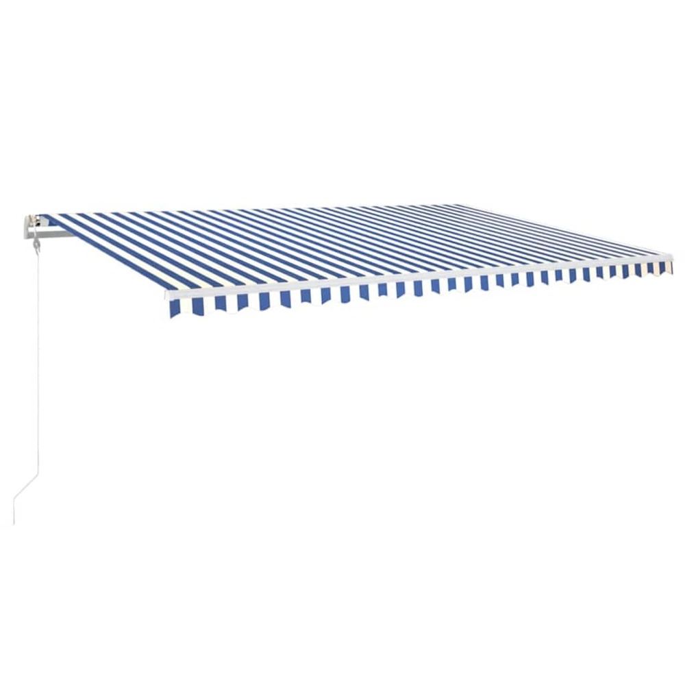 Auvent automatique capteur de vent led 500x350 cm bleu et blanc