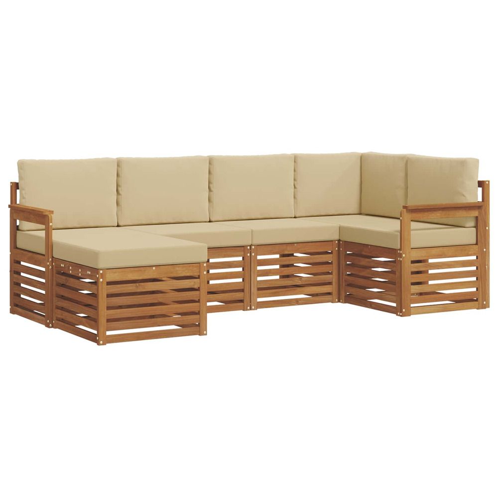 Ensemble de canapés d'extérieur 6 pc naturel et beige polyester