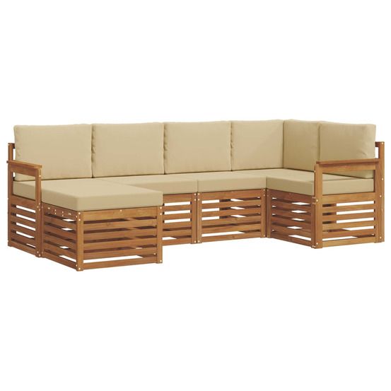 Ensemble de canapés d'extérieur 6 pc naturel et beige polyester